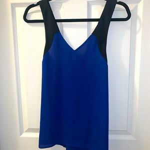 Express dressy sleeveless shirt black and blue XS